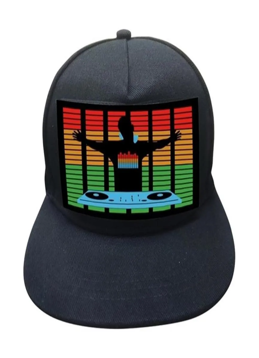 Unisex Light Up Sound Activated Baseball Cap DJ LED Knipperende Hoed Met Afneembare Sn Voor Party Cosplay Maskerade 2205273039093