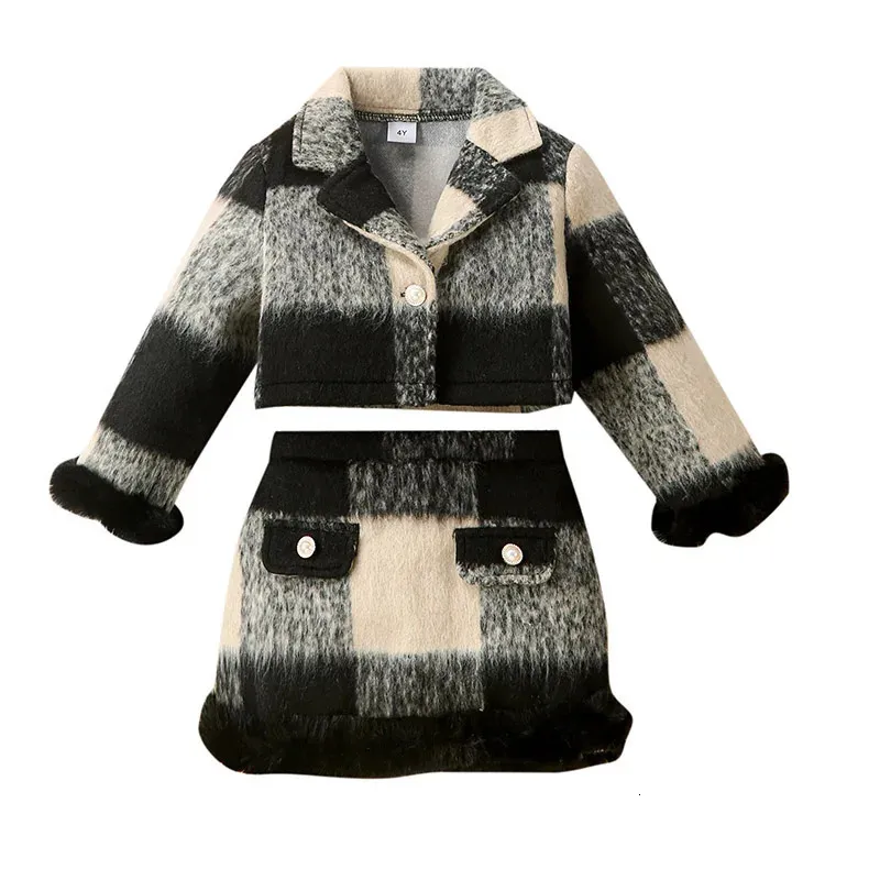 Kledingsets Pudcoco 2 STKS Peuter Kinderen Meisjes Winterkleding Lange mouw Enkele rij knopen Jas Rok Set Lenteoutfits 4 7 T 231211