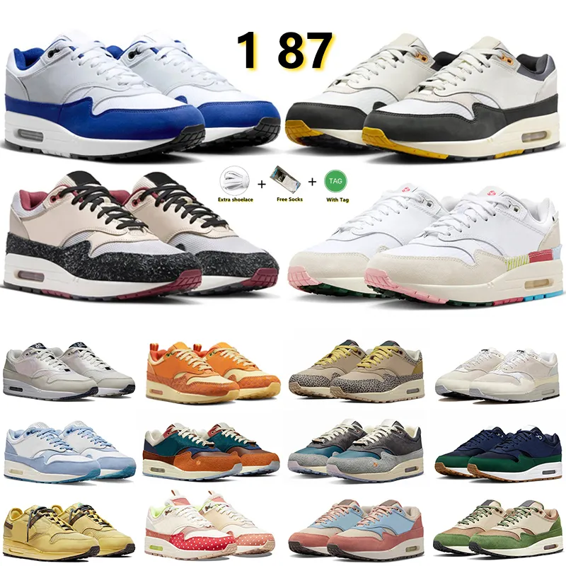 1 87 Runningskor för män Kvinnor Big Bubble Red Dirty Denim Cactus Jack Concepts Saturn Gold Barock Brown Patta x Summit White Trainers Outdoor Sports Sneakers 36-45