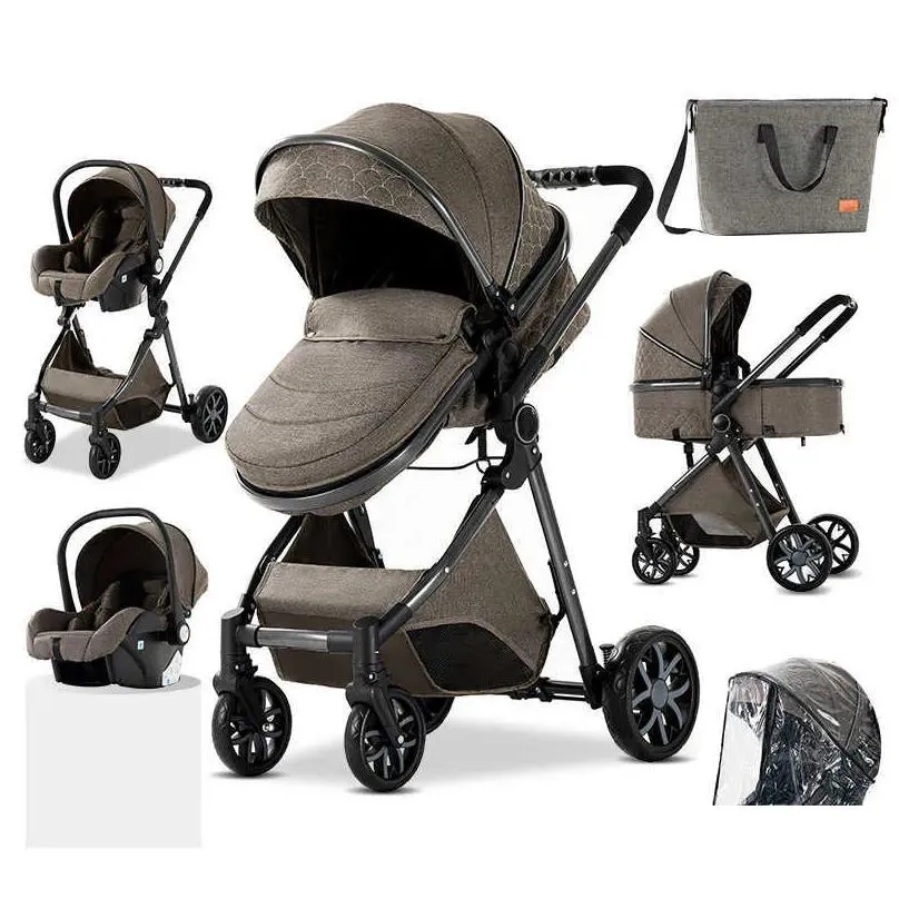 Batabıklar# Royal Luxury Baby 3 Arada 1 Türbeli Yüksek Peyzaj Katlanır Wagen Pram Taşıma Taşınabilir Seyahat Arabaları Damlası Teslimat Çocukları Mate Ottws