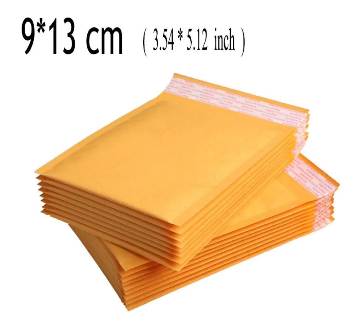 Whole1113cm 100pcs żółta koperta bąbelkowa Kraft Poly Mailer Wyściełane koperty torby mailowe torba na prezent na imprezę2456281