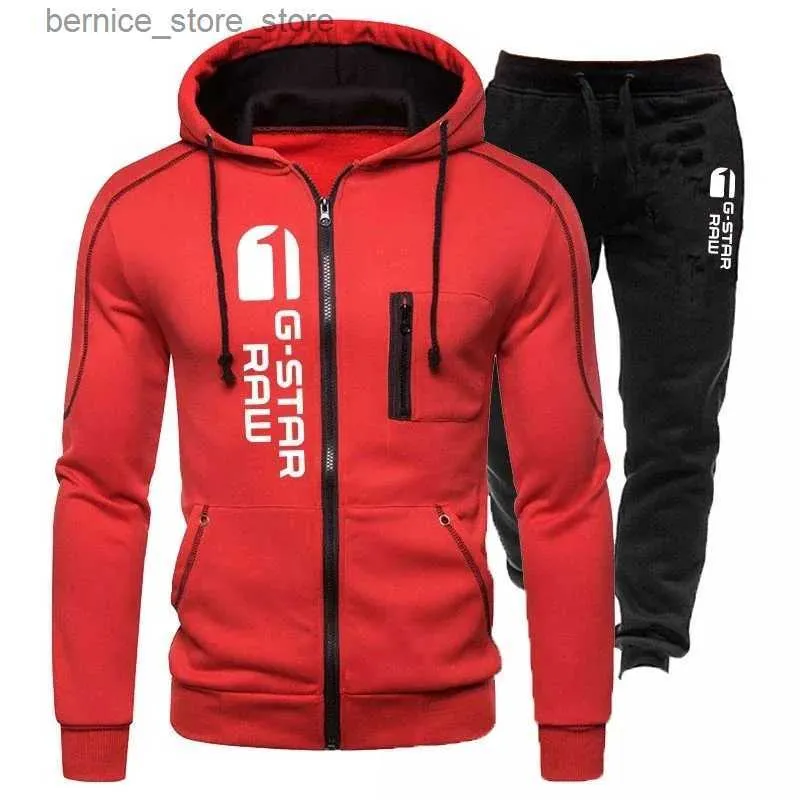 Tute da uomo Tuta da uomo Tuta da jogging casual Set da esterno Felpe con cerniera + Pantaloni sportivi neri 2 pezzi 2023 Moda primaverile Nuovo Streetwear S-4XL Q231211