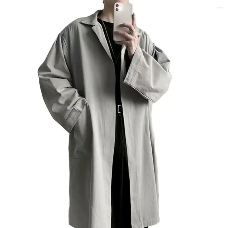 Trench Coats Men's Men Polyester Coat Abèle élégant pour une veste d'automne de printemps résistante aux rides respirantes