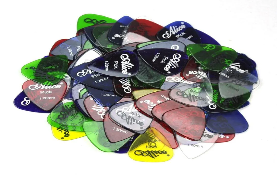 Alice 100st Tung 12mm Transparent Glossy Guitar Picks Plectrums PC för Electric Guitar5290330