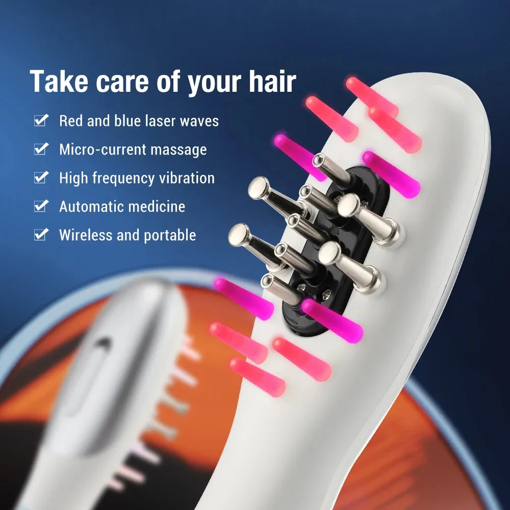 EMS RF Electric Hair Growth color comb with Red Light Therapy ...