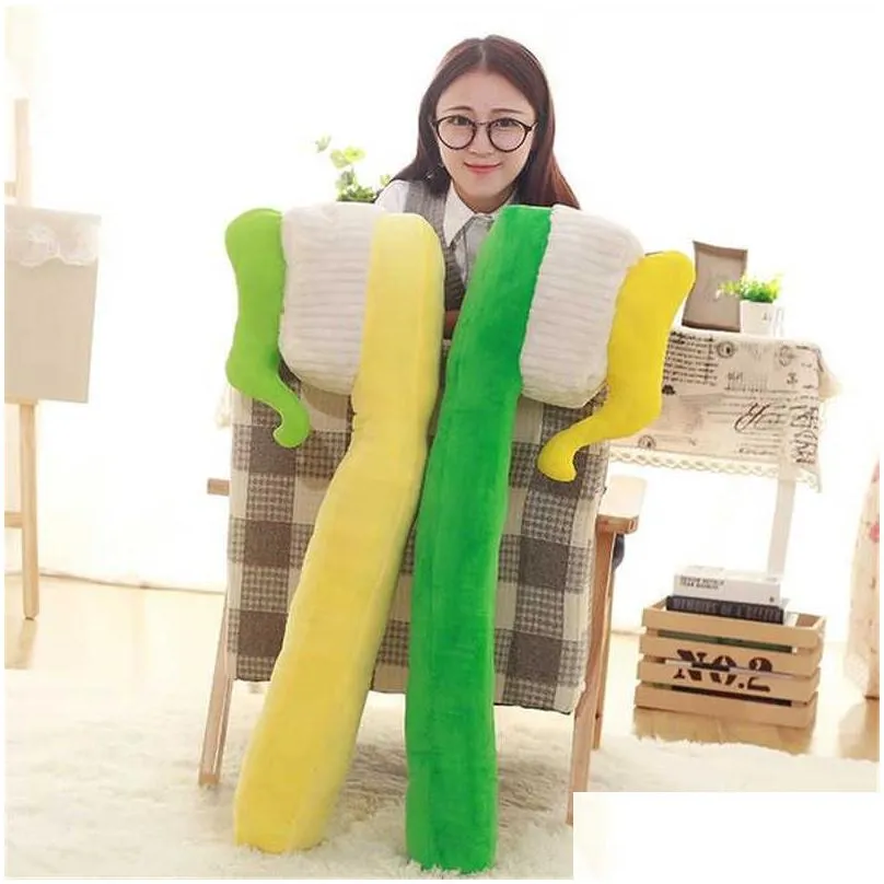 90cm one piece creative toothbrush pillow pp cotton stuffed sleeping pillows plush toy sofa decoration office cushions 4 colors q0727