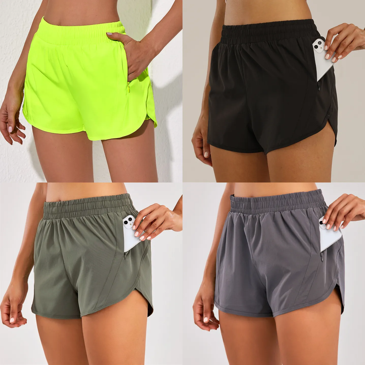 LuA Shorts femininos de ioga, roupas leves para academia, atlético, corrida, bolsos, secagem rápida, ajuste solto com exercícios físicos