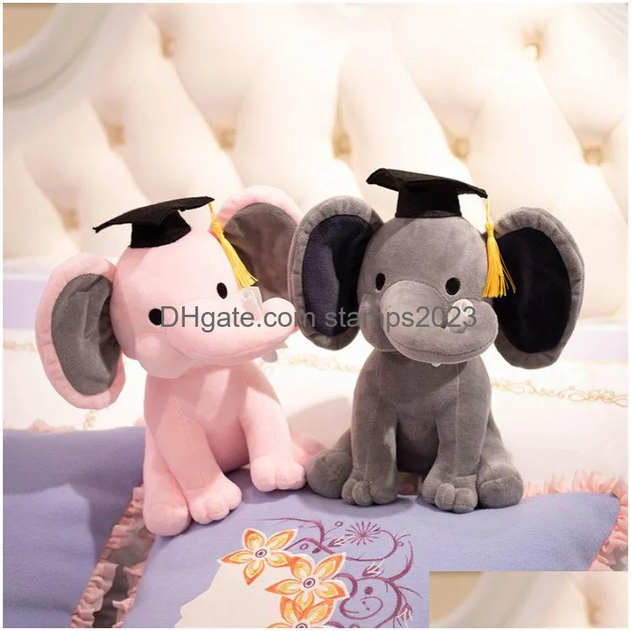 Party Favor Fast Delivery Elephant Toy Plush Doll Graduation Toys Doctoral Cap For Graduate Party Cute Children Baby Kawaii Drop Deliv Dho5G