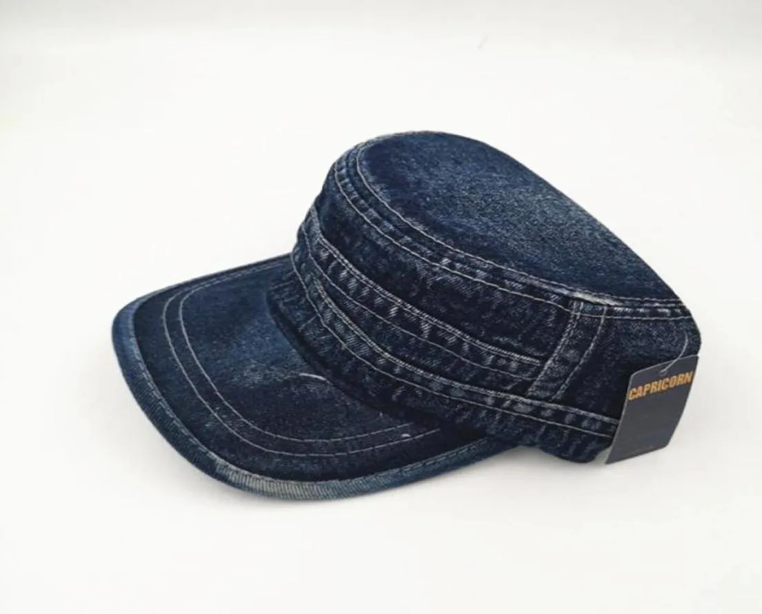 Mode militaire hoed voor dames en heren verstelbare jeans platte pet zomer snapback hoed leger cap4449981