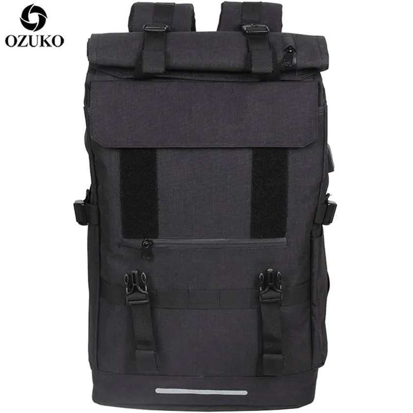 OZUKO 40L Large Capacity Travel Backpacks Men USB Charge Laptop Backpack For Teenagers Multifunction Travel Male School Bag 211203294i