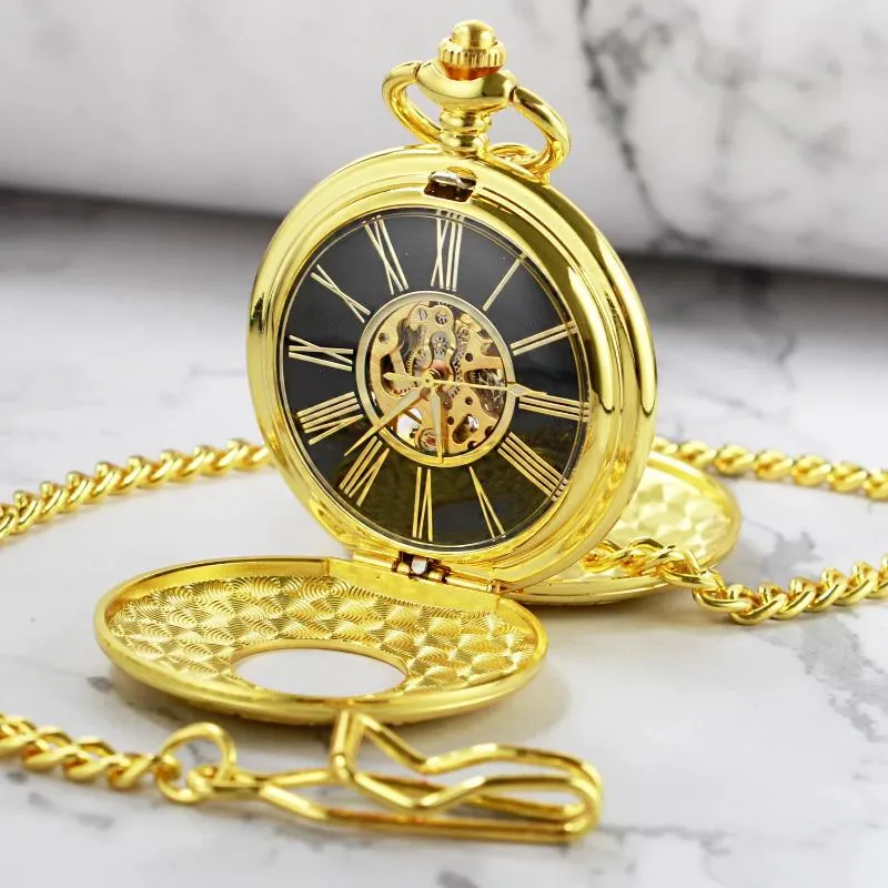 Reloj de bolsillo vintage para hombre con cadena de cuarzo nuevo reloj de  bolsillo vintage Half Hunter Classic Hand Wind mecánico reloj de bolsillo