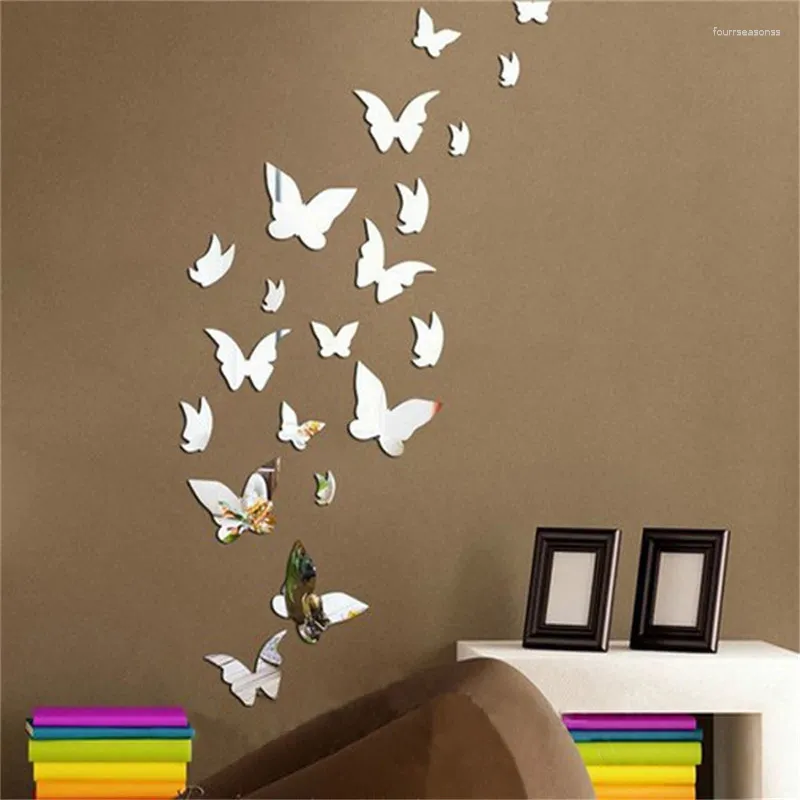 Stickers muraux 3D papillon miroir autocollant décalcomanie art amovible décoration de mariage chambre d'enfants décor à la maison