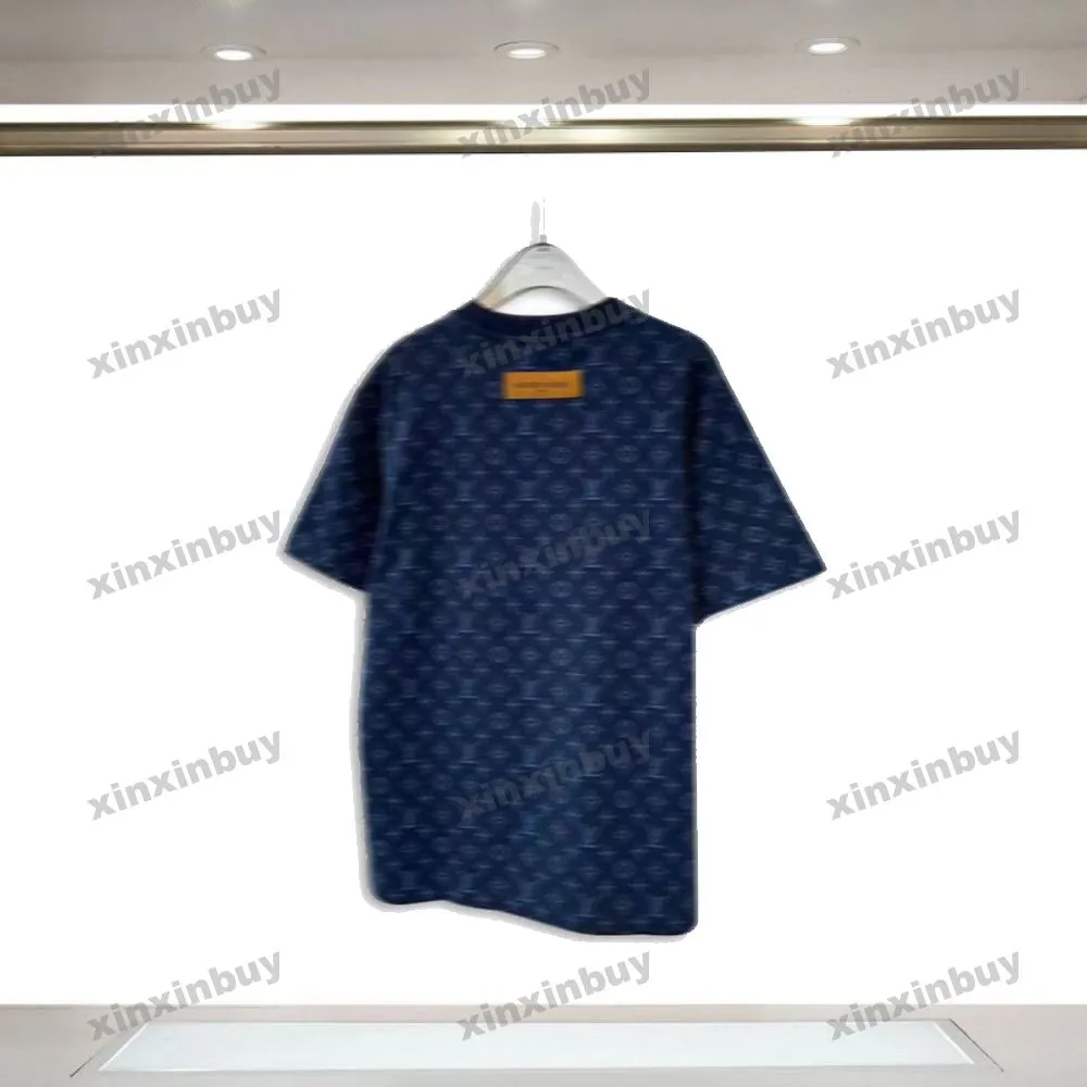 Xinxinbuy Men designer tee t shirt bokstav jacquard stickad kort ärmmome