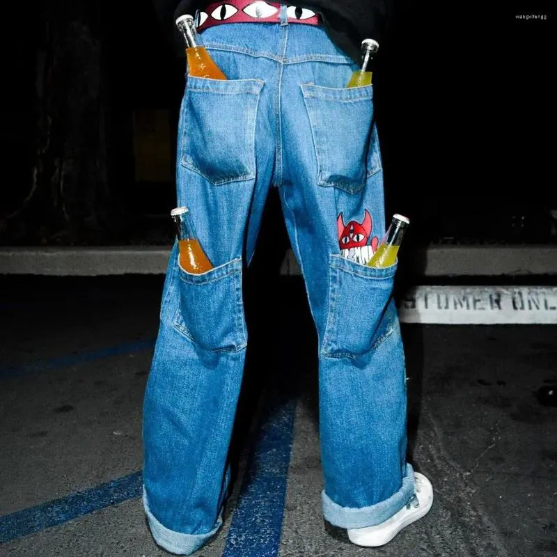 Jeans pour hommes Automne Hiver Y2K Harajuku Hip Hop Mode Baggy Punk Denim Pantalon à jambes larges Hommes Femmes Gothique Pantalon taille haute