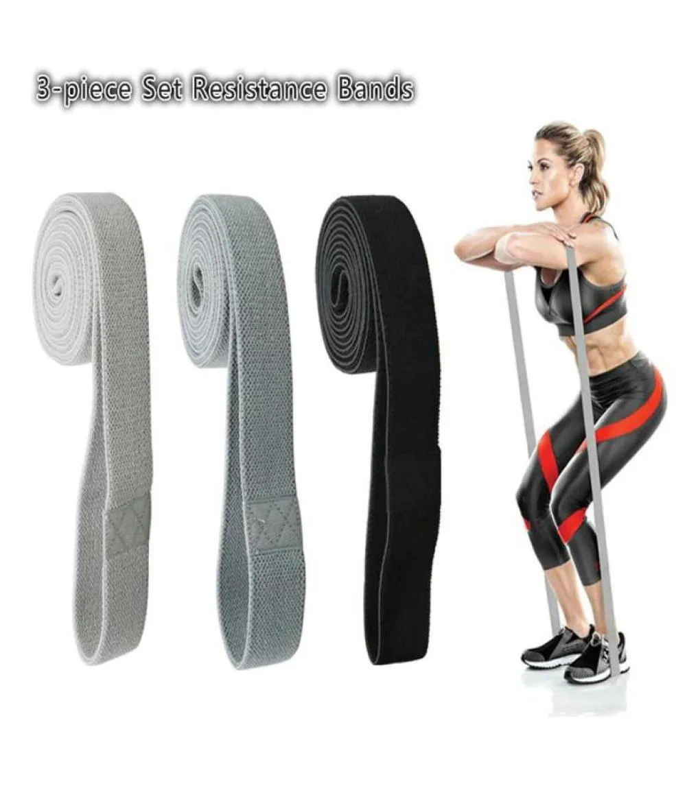 3 pièces ensemble Fitness longues bandes de résistance en tissu entraînement tissu exercice élastique bandes de butin pour tirer vers le haut femme aider workout1617617