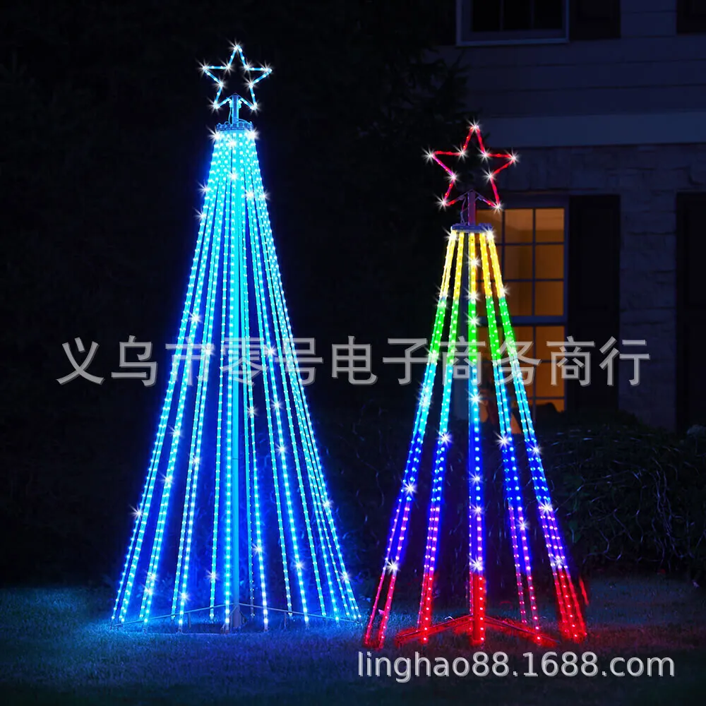 Christmas Decorations 110V-240V USEUUKAU Plug Animated Lightshow Cone Christmas Tree LED Yard Light LED String Lights Waterproof IP44 for Christmas 230927