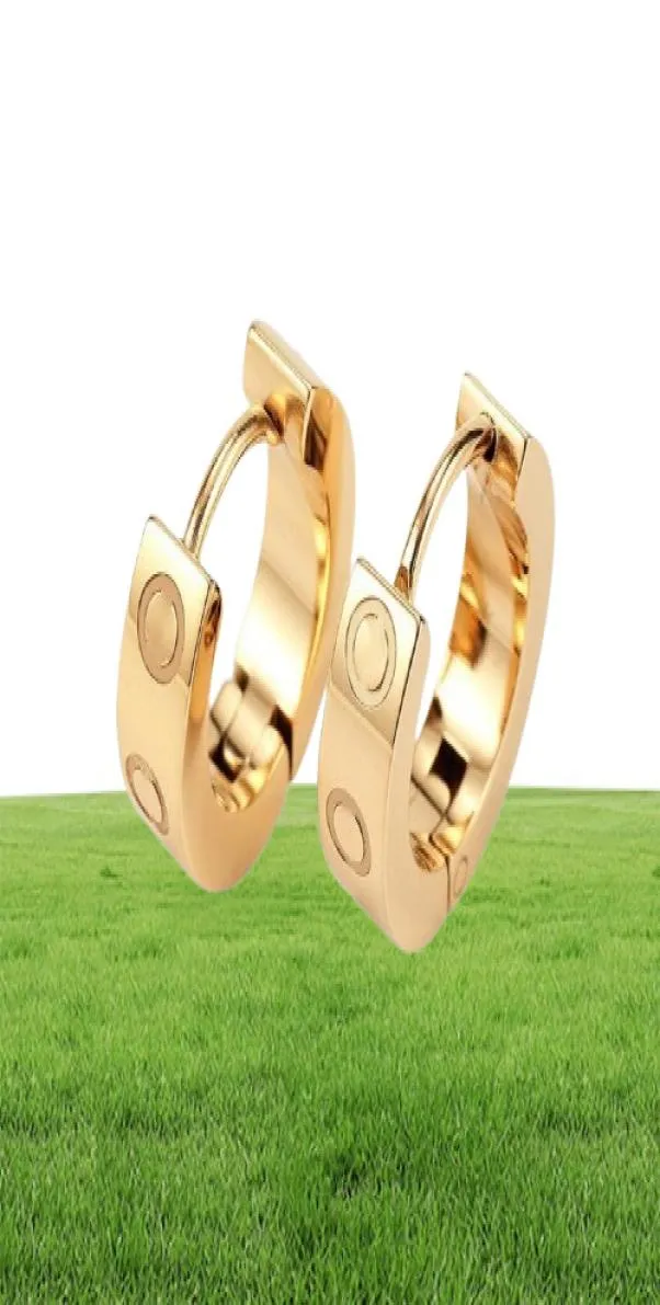 Brincos de argola Brincos de diamante dourado parafuso de aço de titânio Earros de amor para mulheres requintadas moda simples 18K Goldplated circ4227051