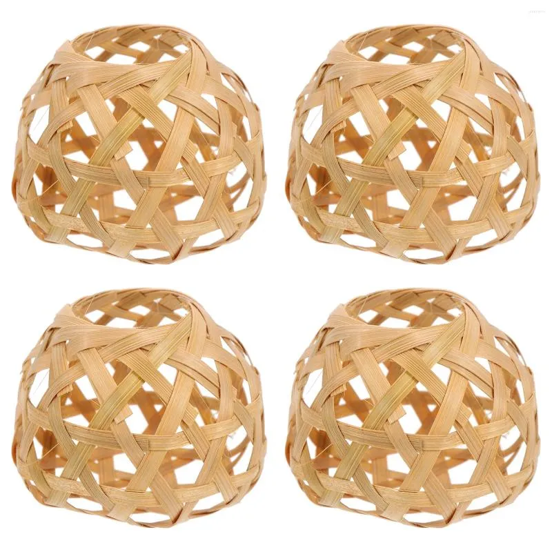 Bougeoirs tissé abat-jour éclairage ampoule Cage rotin pendentif lumière ombre plafond couverture luminaire décor