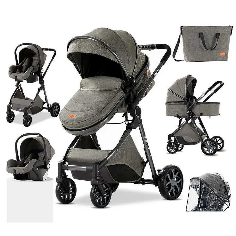 luxury born baby stroller 3 in 1 high landscape stroller reclining baby carriage foldable stroller baby bassinet puchair l230625