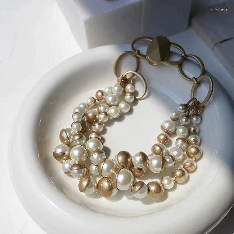 Collier multicouche de perles de verre Vintage pour femmes, ras du cou, court, matériel en cuivre