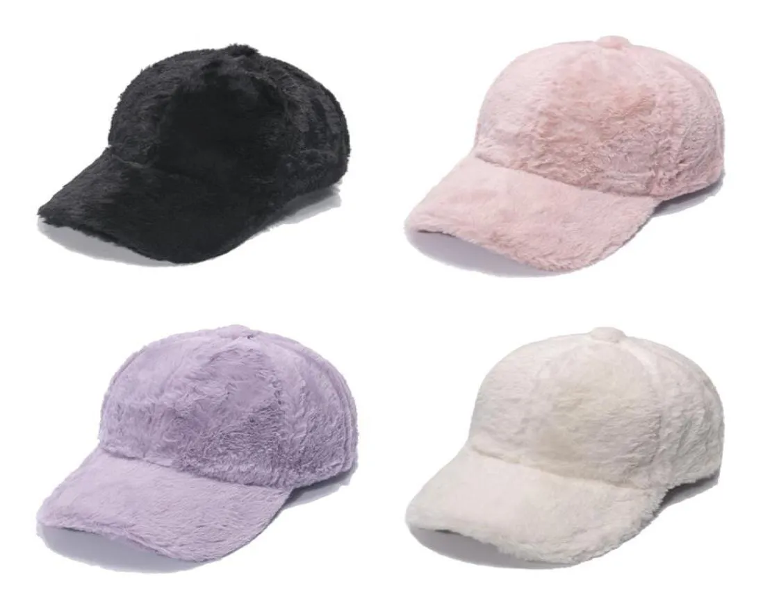 Invierno cálido piel de conejo gorra de béisbol marea deportes al aire libre engrosamiento color sólido ocio gorras de plumas para mujer moda calle caballo2471418