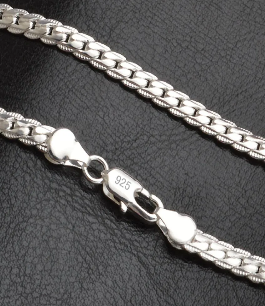 20 Inch 5MM Trendy Men 925 Silver Necklace Chain For Women Party Fashion Silver Figaro Chain Necklace Boy Accessories2033980