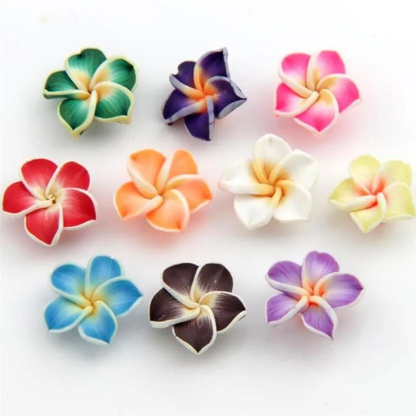 Coloré Céramique Argile Porcelaine Plumeria Fleur Perles En Vrac 15mm 150pcs / lot Bijoux De Mode L3000233I