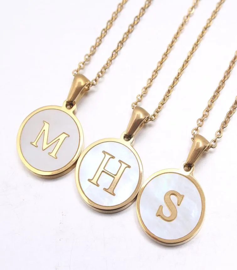 Nieuwste Luxe Goud Kleur 26 Letter Kettingen Alfabet Shell Hanger Ketting Mode Ketting Voor Vrouwen Mannen Jewelry3707825