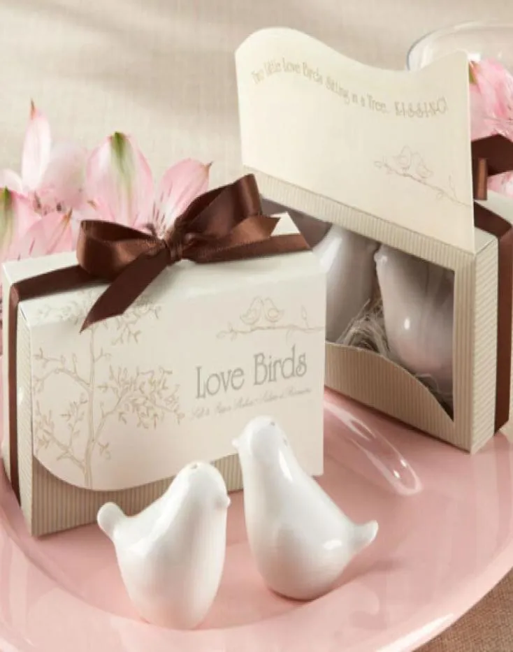 Whole wedding favor gift and giveaways for guest Ceramic Love Birds Salt and Pepper Shaker party souvenir 200pieces100set4566407