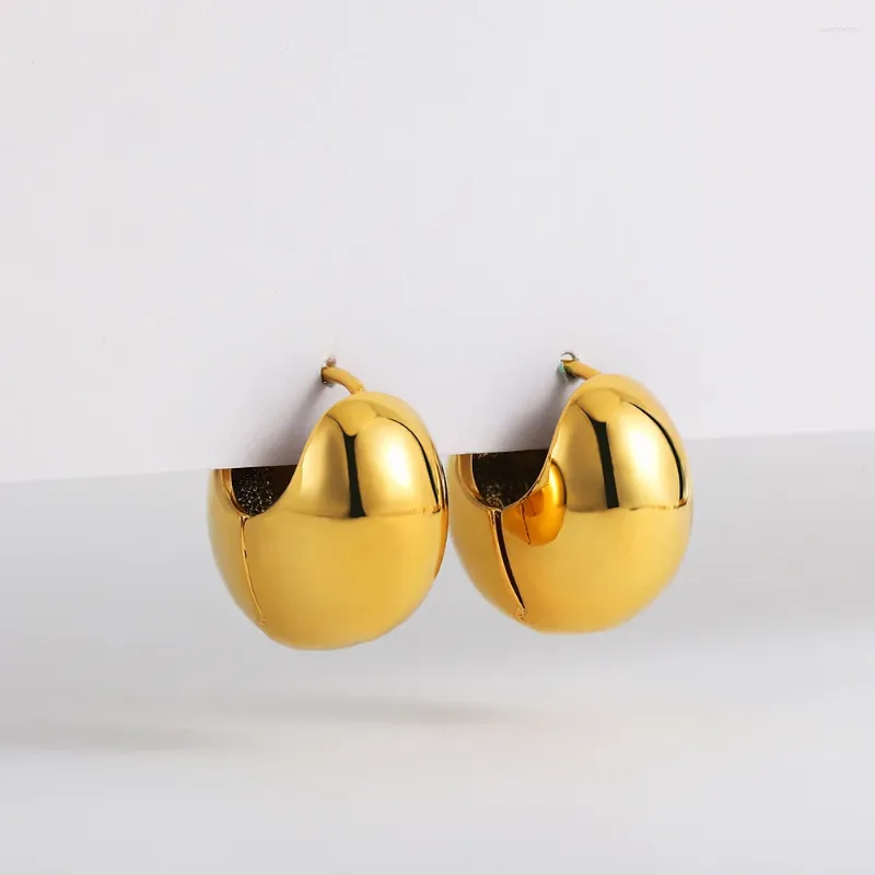 Orecchini pendenti Smooth Chubby Round Bean a forma di cerchio Orecchini in acciaio inossidabile color argento 316L per gioielli da donna placcati oro 18 carati