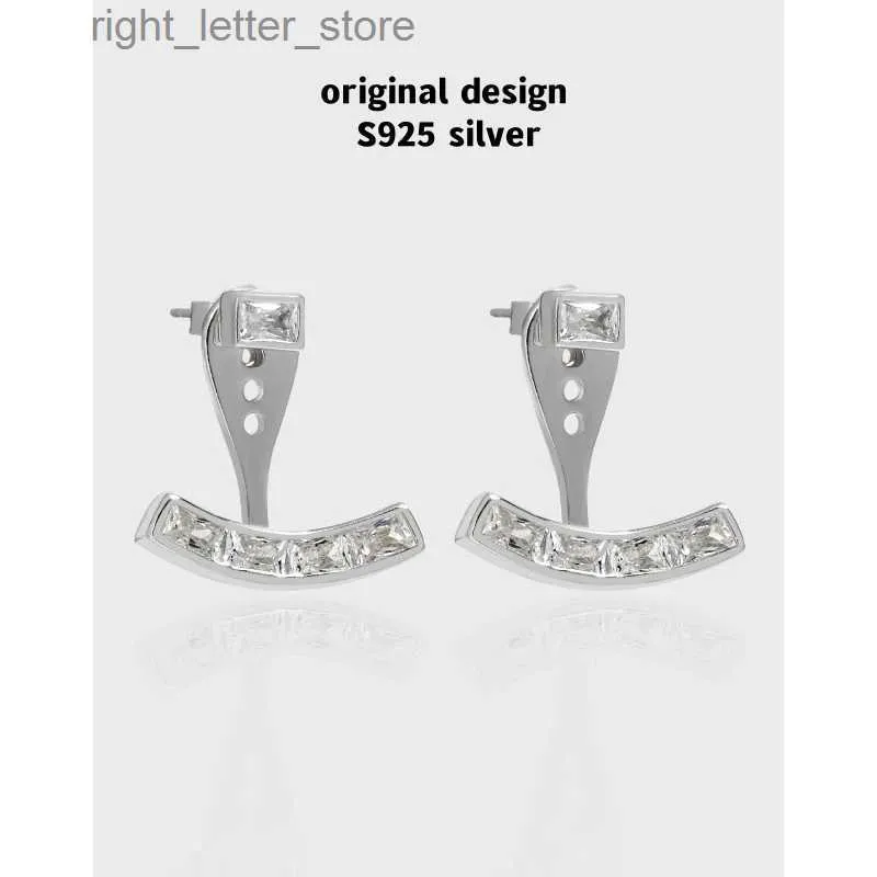 Stud Original S925 sterling silver with zircon back-mounted earrings for women fashionable luxury banquet fine jewelry YQ231211