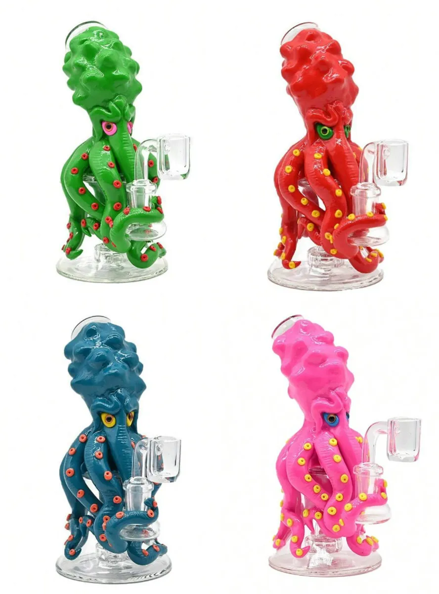 Vintage Cartoon Octopus Glass Bong Water Hookah Original Glass Factory Made Can Put Customer Logo av DHL UPS CNE