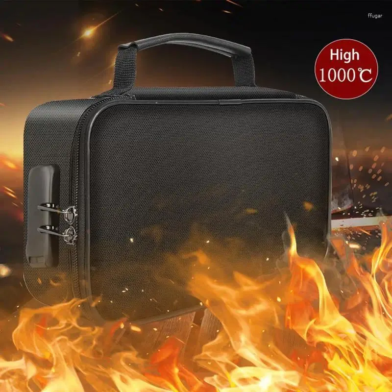 Storage Bags Fireproof Document Box Bag With Lock 3-Layer Fire Proof Waterproof Safe For File Passport Certificates
