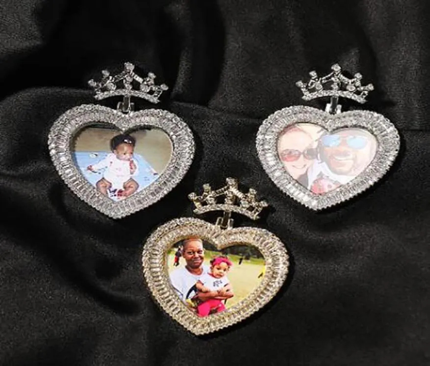 Custom Made Prinses Foto Po Hanger Ketting Ijzige Zirkoon Charme met 24quot Touw Ketting Mannen Vrouwen Hiphop Rock Sieraden Gift4321590