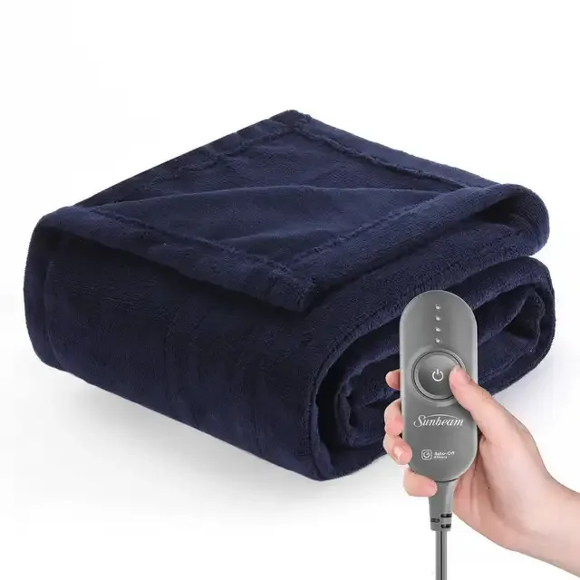 Sunbeam heated throw blanket dual pocket microplush hotsell