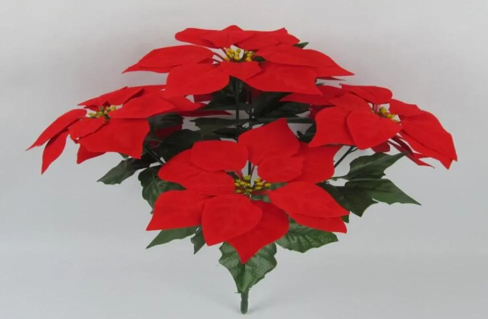 10 bouquets de fleurs de Noël artificielles buissons de poinsettia rouge ornements d'arbre de Noël décoration de la maison jardinière de vacances Dia 85 In1857095