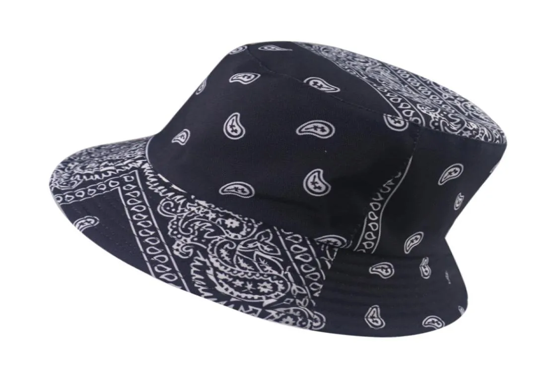 Nowy Summer Black Red Paisley Wzór rybacki rybaków czapki bandana wiadra kapelusze kobiety bob hip hop Panama8785474