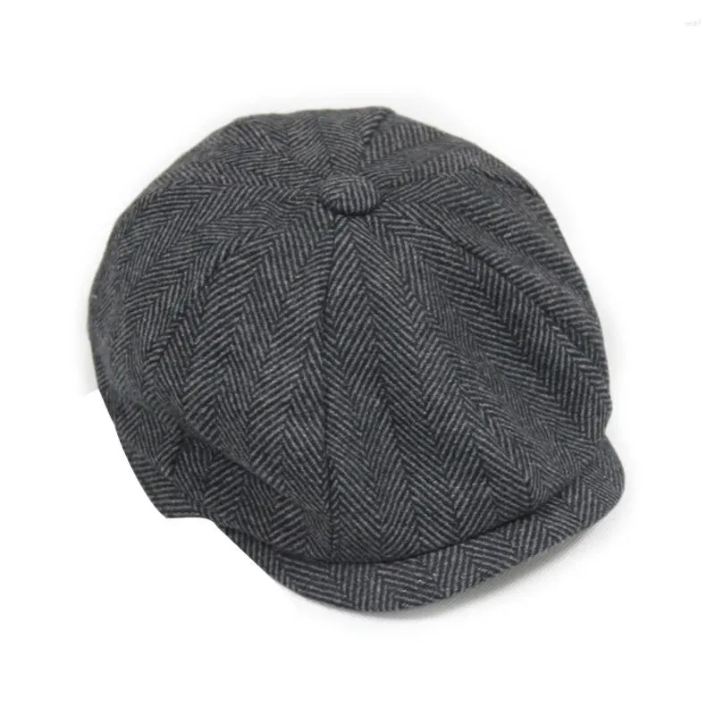 Berretti Uomo Berretto Sboy Cappello Wram Piatto Bakerboy Taglia M (Nero Grigio)