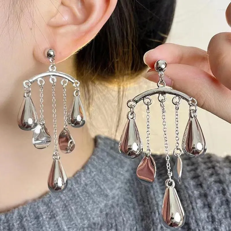 Baumeln Ohrringe Metall Silber Farbe Droplet Quaste Drop Für Frauen Mädchen Mode Design INS Koreanische Partei Schmuck Geschenke