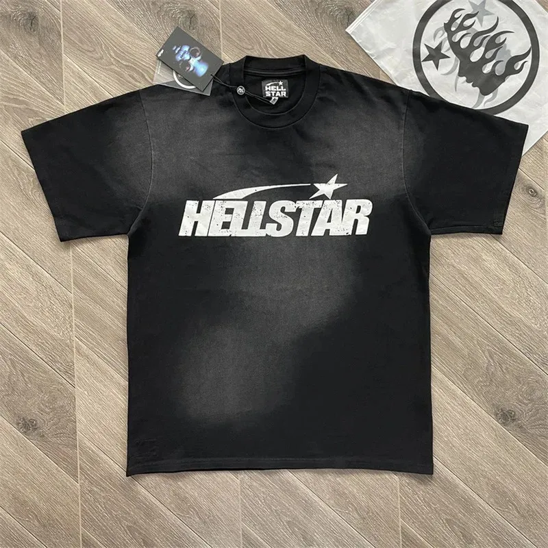 23SS Extra Large Hellstar Black Women's Wash T-shirt 1 1 BOMBUTY COMON PRINTED extra stor t-shirt 231211