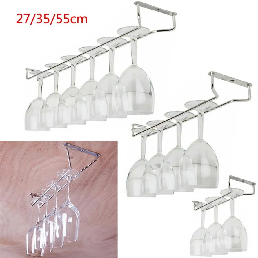 US STOCK 27 35 55cm Wine Glass Hanger Rack Stemware Home Bar Pub Holder Stainless Steel232r