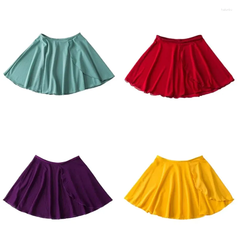 Stage Wear Girls Pull-On Gauze Skirt Soft Mesh Adjustable Elastic Waist Dancewear Ice Skating Semi Sheer Beach Cover-up Mini Ballet Costume