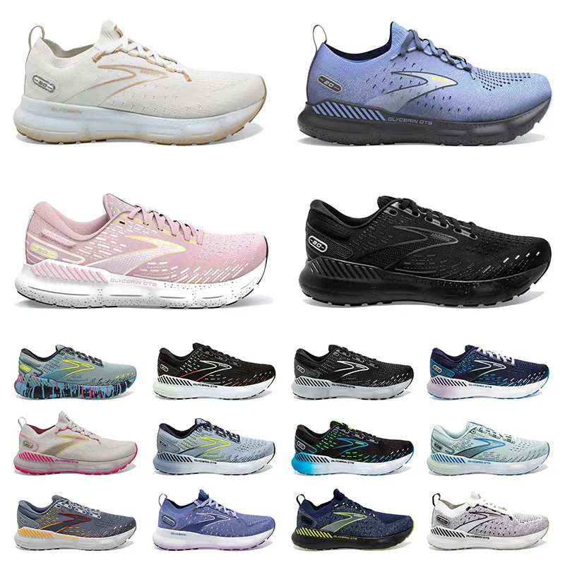 Vendita calda Scarpe da corsa Brooks Uomo Donna Brook 20 Glycerin Triple Nero Bianco Grigio Blu navy Scarpe da esterno Scarpe da ginnastica sportive Scarpe da ginnastica