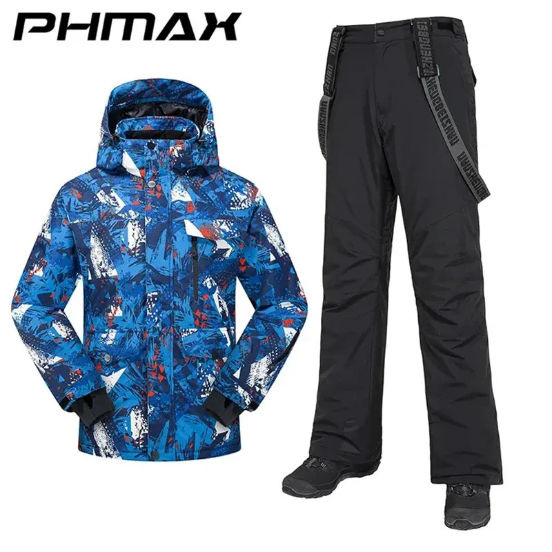 Autres articles de sport PHMAX Hommes Ski Costume Snowboard Coupe-vent Hiver Sports de plein air Veste de neige Pantalon Vêtements thermiques Ski chaud 231211