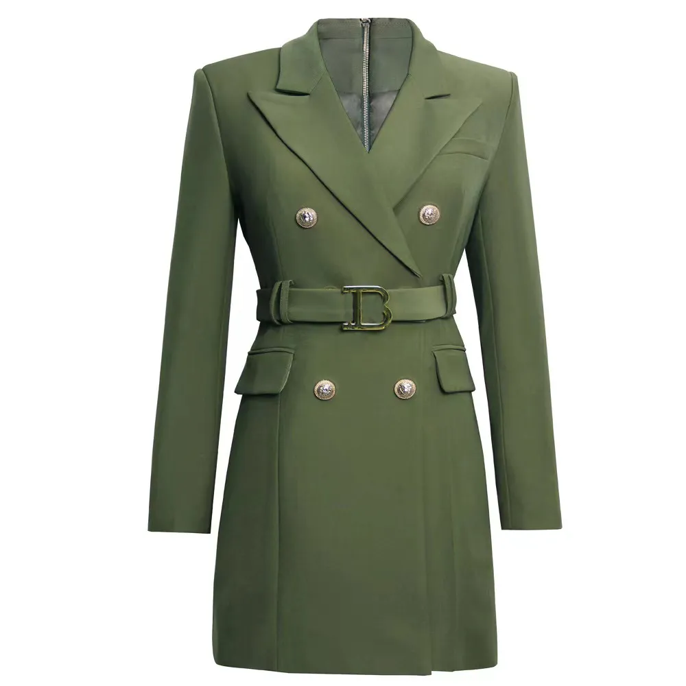 Designer women's wool blend suit blazer dress with waist belt,  double-breasted, lapel neck, long sleeve for autumn from Dhgate Women's  Suits & Blazers - price 144.1