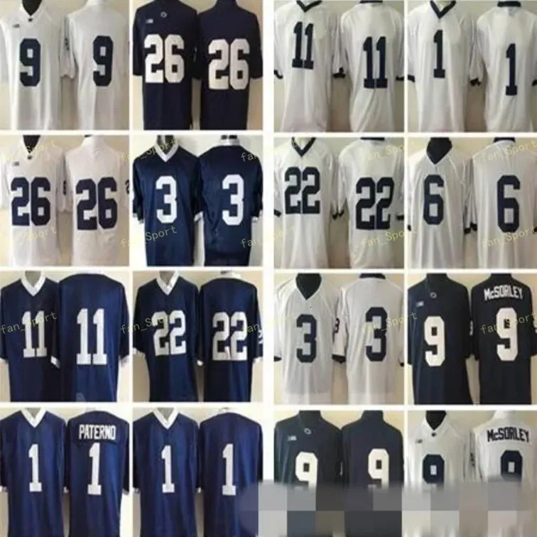 Nittany Penn State Lions #26 Saquon Barkley 2 Marcus Allen 88 Mike Gesicki #9 No Name Navy Blue White Stitched College Jerseys