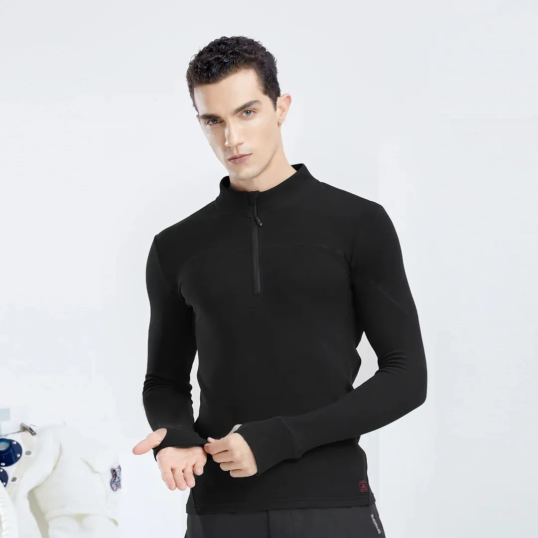 Men s Thermal Underwear SUPIELD Aerogel Sports Zipper Thermal Underwear Men Women High Collar Camiseta Termica Sport Thermo Shirt Winter Warm Clothing