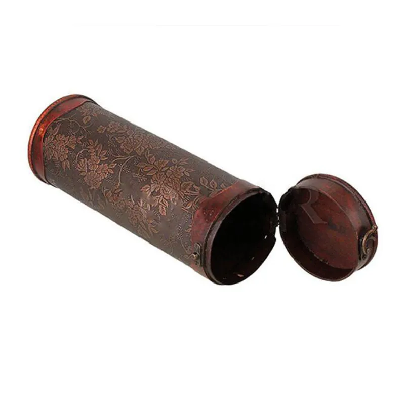 Medieval Vintage Single Red Wine Box Portable Round Wood Wine Box Retro Gift Festival Decor Wine Storage Box Bottle Package