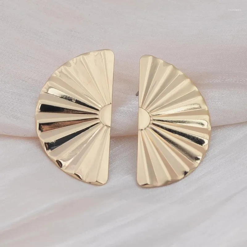 Dangle Earrings Retro Sector Flower Drop For Women Golden Silver Color Metal Half Round Geometry Party Statement Jewelry 2024 Fashion