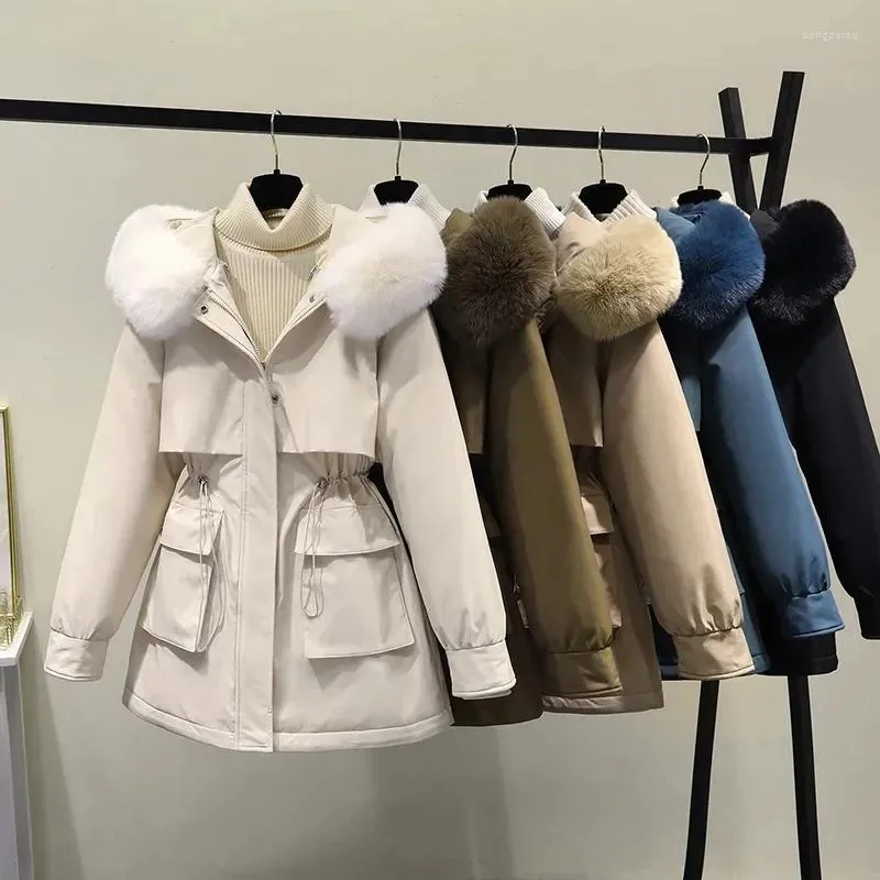 Trenchs de femmes manteaux mi-longueur vers le bas coton Parkas manteau pour femmes 2023 hiver veste bouffante femme doublure intérieure amovible femmes vêtements d'extérieur